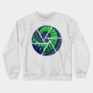 Seattle Blue and Green Spiral Fractal Crewneck Sweatshirt